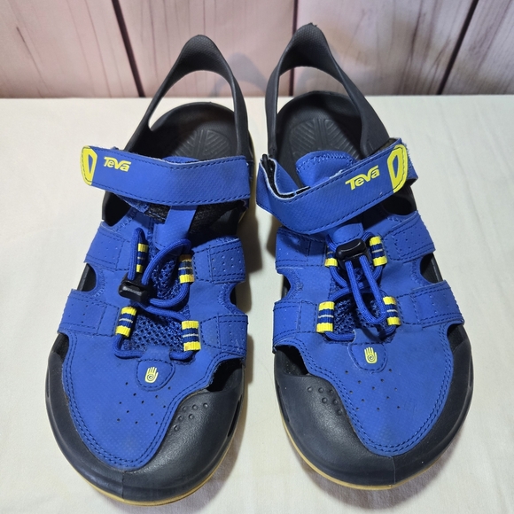 Teva Kids Blue and Yellow Sandals Size 7 - Picture 1 of 6